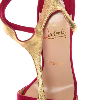 Christian Louboutin Suede Nappa Morphetina 100 T-Strap Sandals 37 Rosa Gold 6 of 10