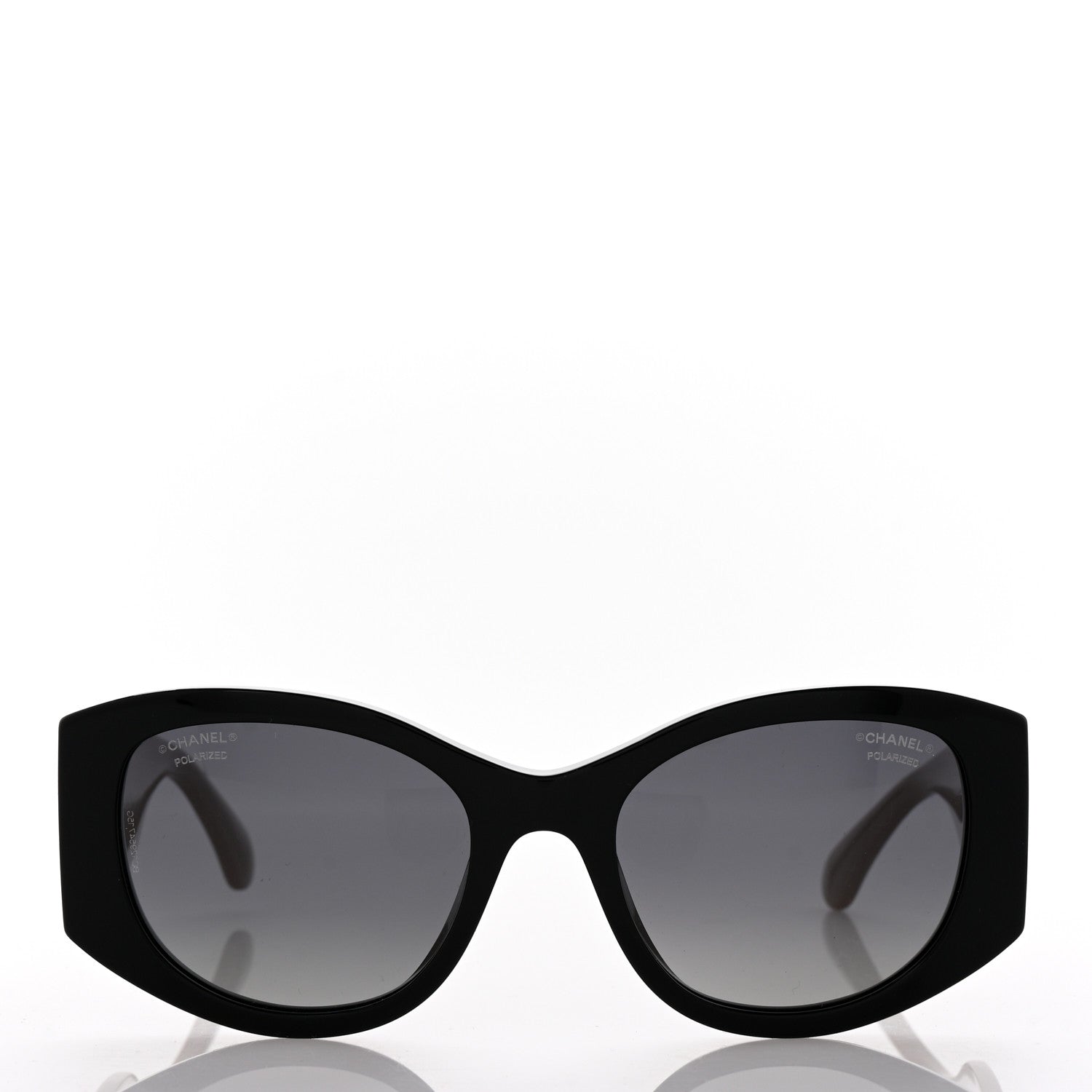 Chanel Acetate Oval Sunglasses 5524-A Black Beige 2 of 9