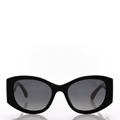 Chanel Acetate Oval Sunglasses 5524-A Black Beige 2 of 9