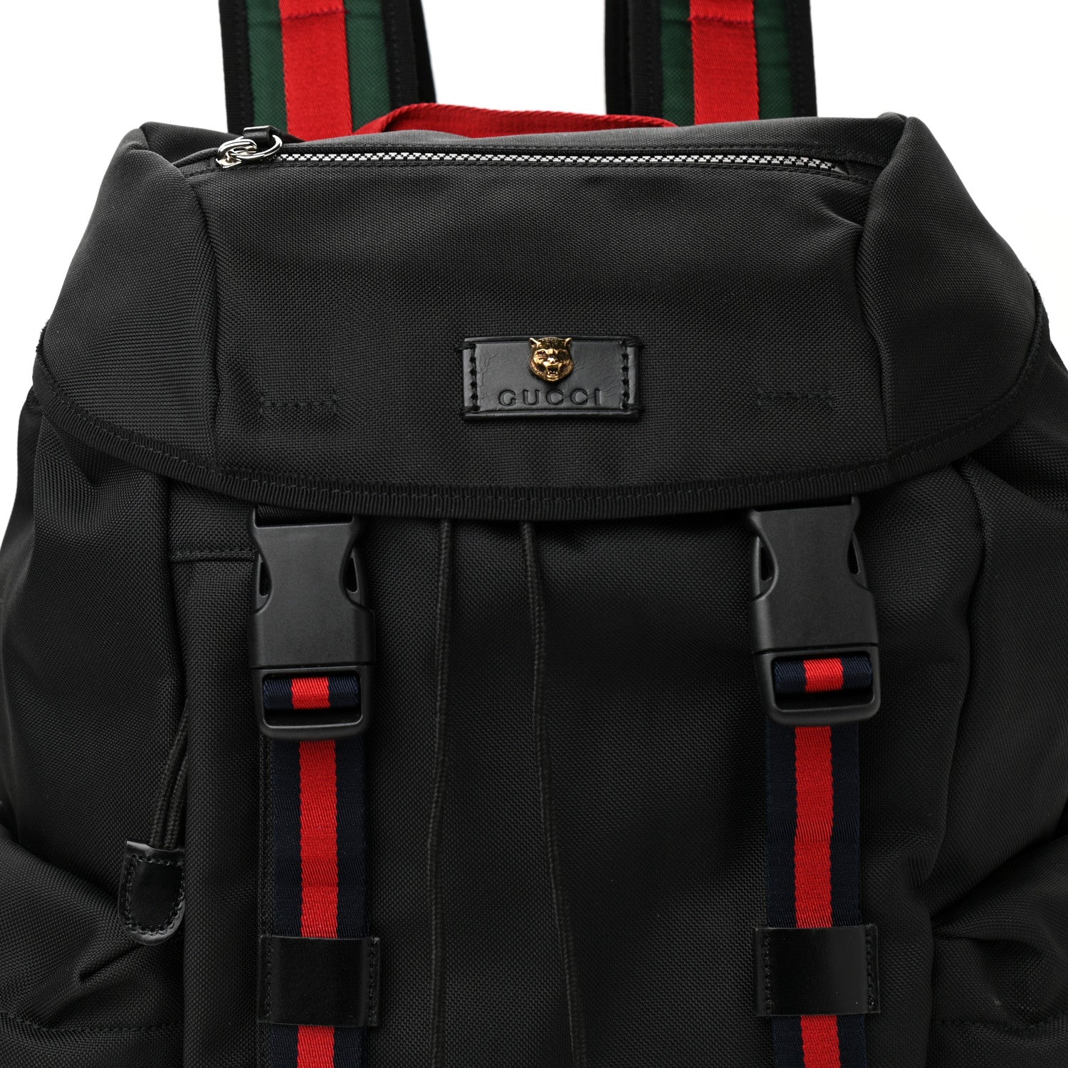 Gucci Techno Canvas Web Double Buckle Backpack Black 8 of 11
