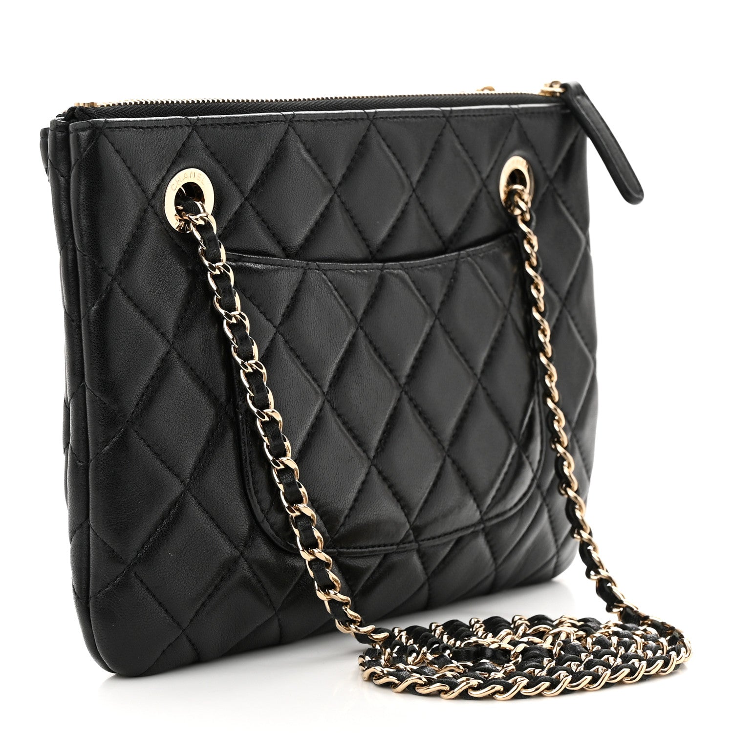 CHANEL キルティング　バッグ Chanel CC Chain Zip Bowling Bag Quilted Lambskin Medium Black 2236331