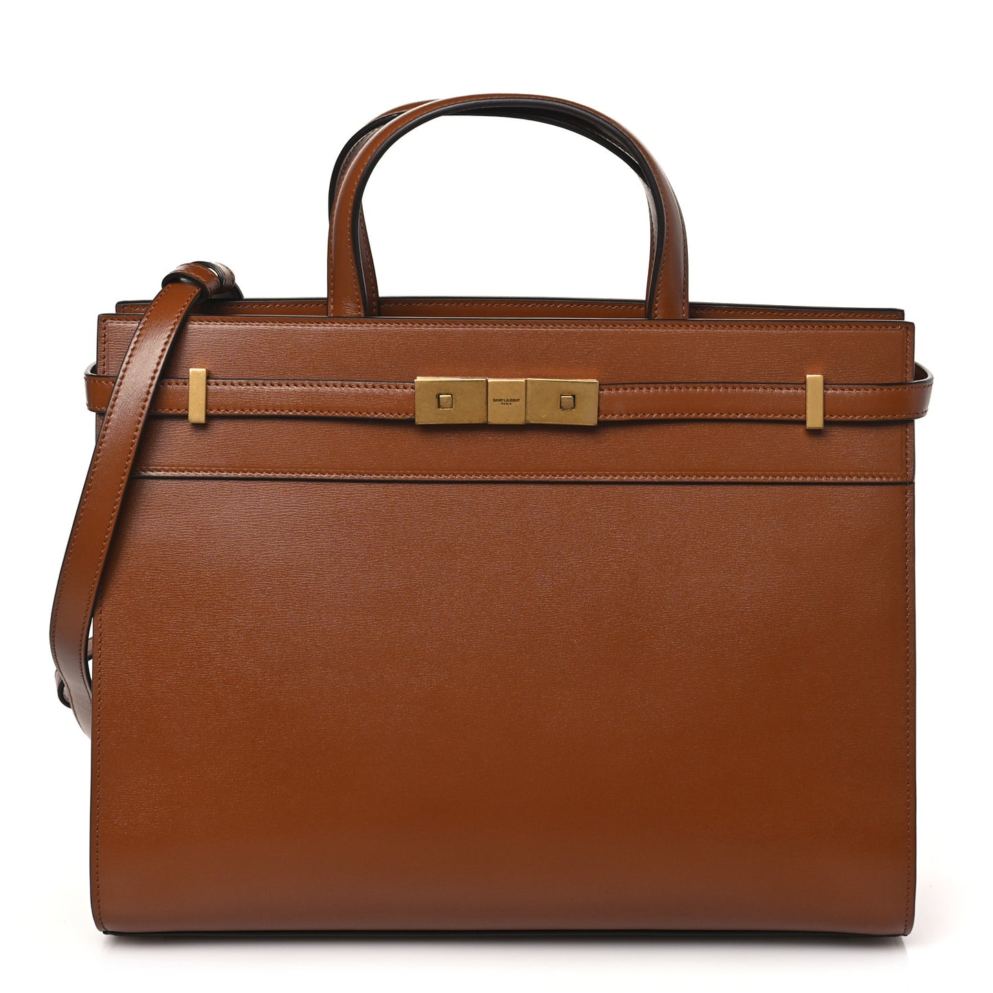Calfskin Small Manhattan Shopper Tote Brick Ebony Dark