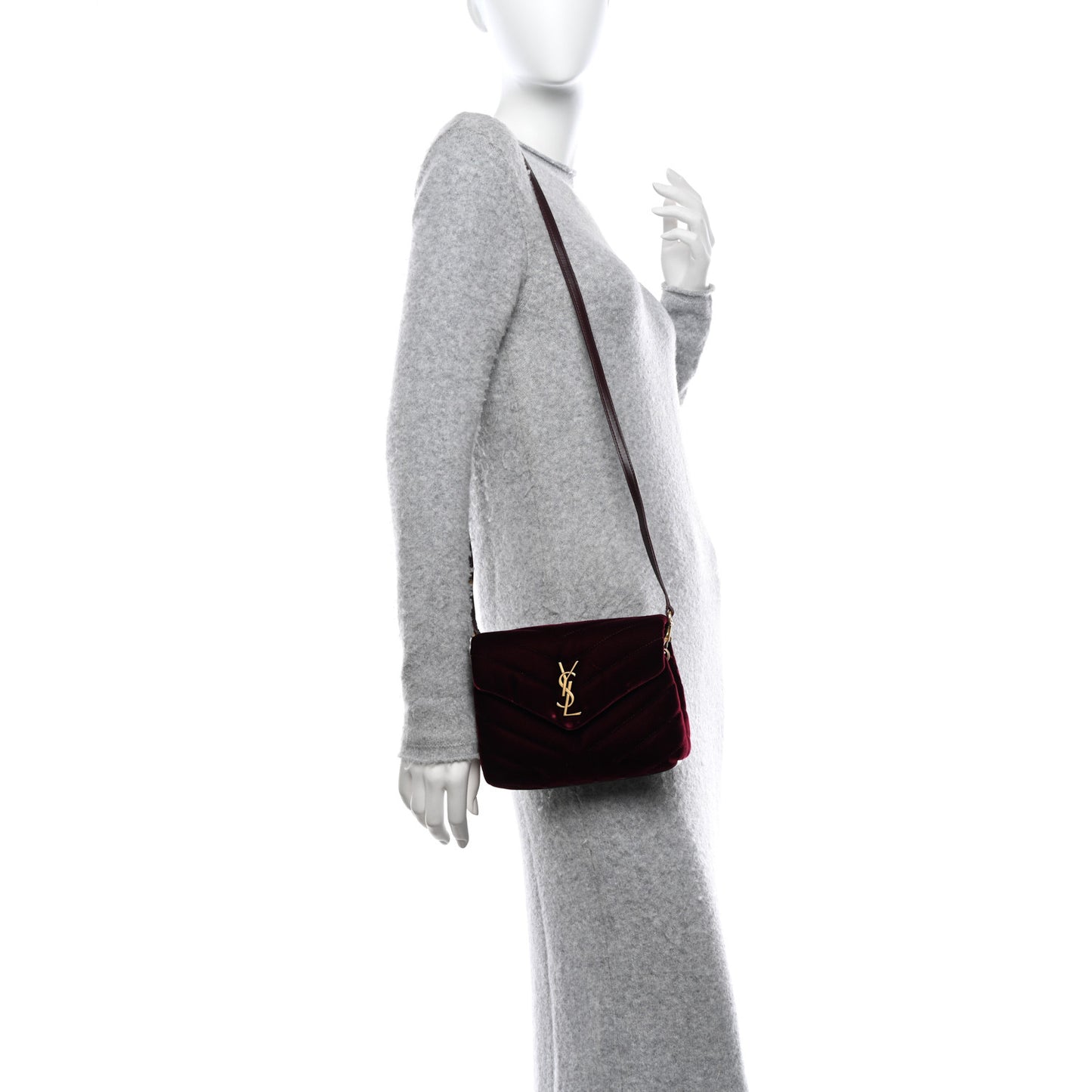Velvet Y Quilted Monogram Toy Loulou Crossbody Bag French Burgundy
