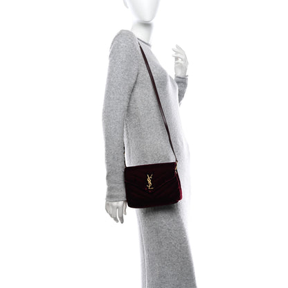Saint Laurent Velvet Y Quilted Monogram Toy Loulou Crossbody Bag French Burgundy 2 of 15
