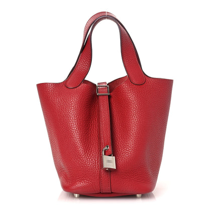 Hermes Taurillon Clemence Picotin Lock 18 PM Rouge Garance 1 of 9