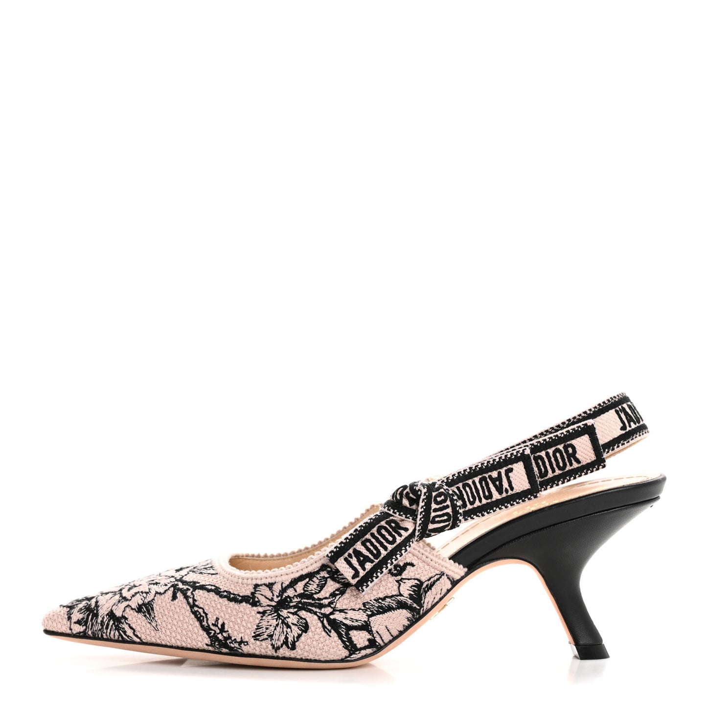 Canvas Embroidered Jardin Botanique J'Adoir Slingback 100mm Pumps 37 Black Nude