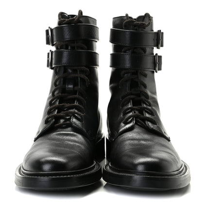 Saint Laurent Kangaroo Calfskin Embossed Army 20 Strap Boots 36.5 Black 2 of 9