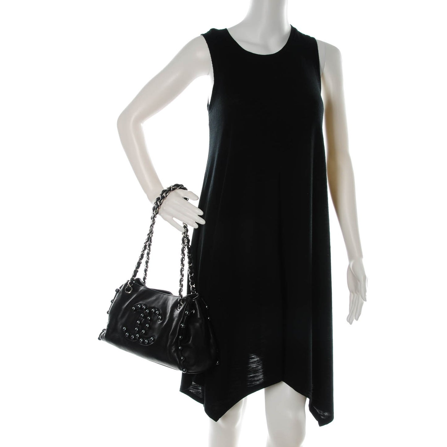 Lambskin Pearl Obsession Tote Black