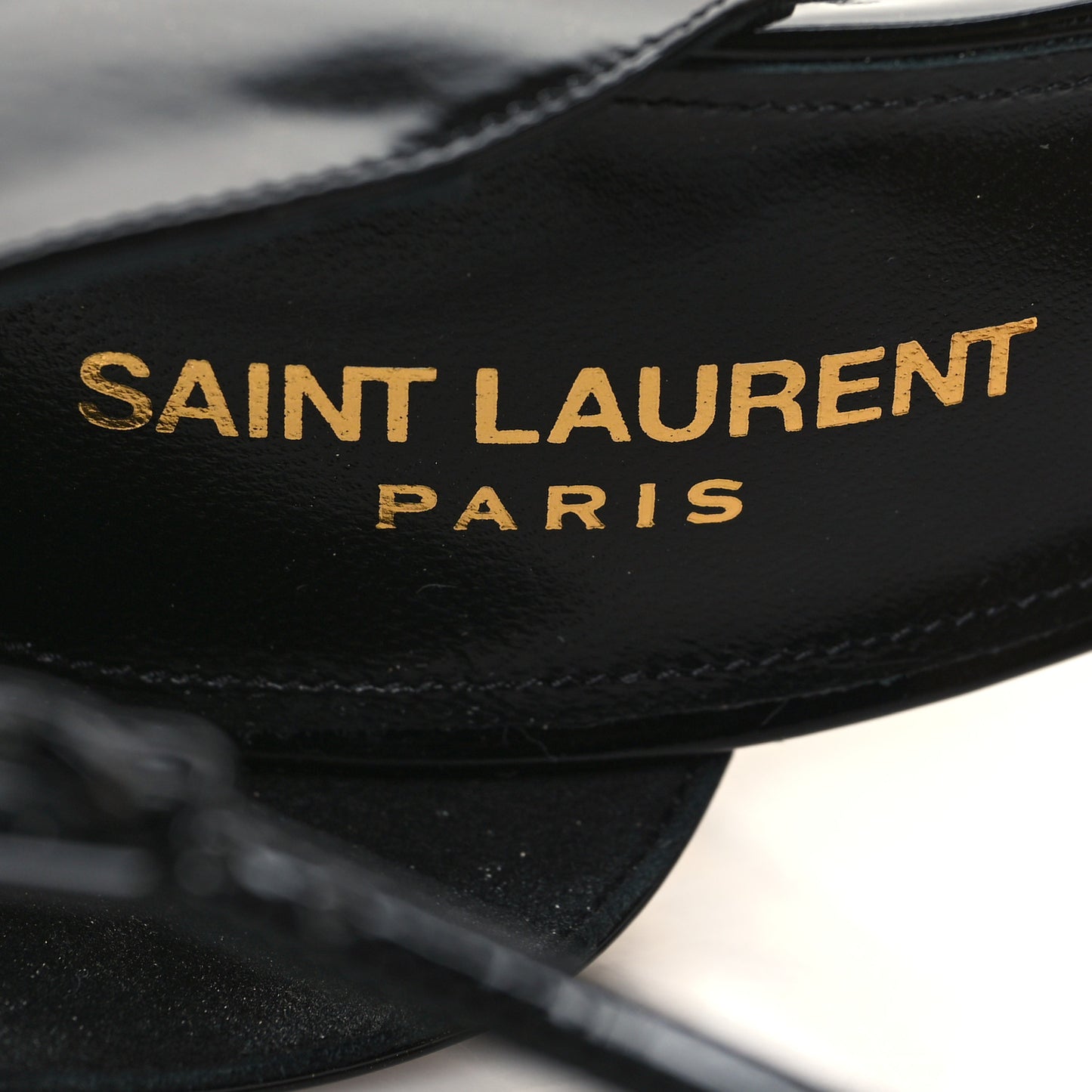 Patent Calfskin Opyum 110 Sandals 38.5 Black Gold