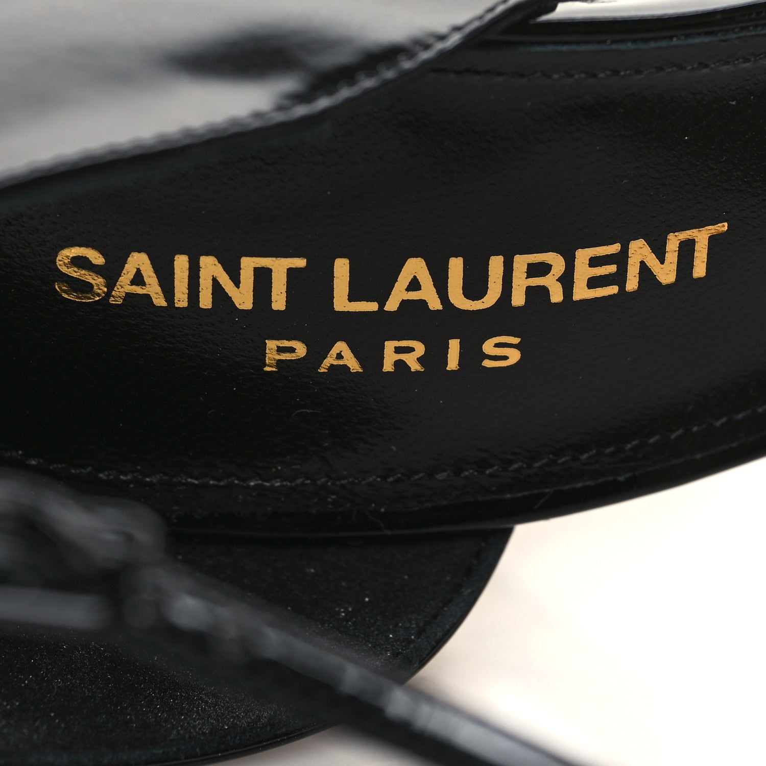 Saint Laurent Patent Calfskin Opyum 110 Sandals 38.5 Black Gold 8 of 9