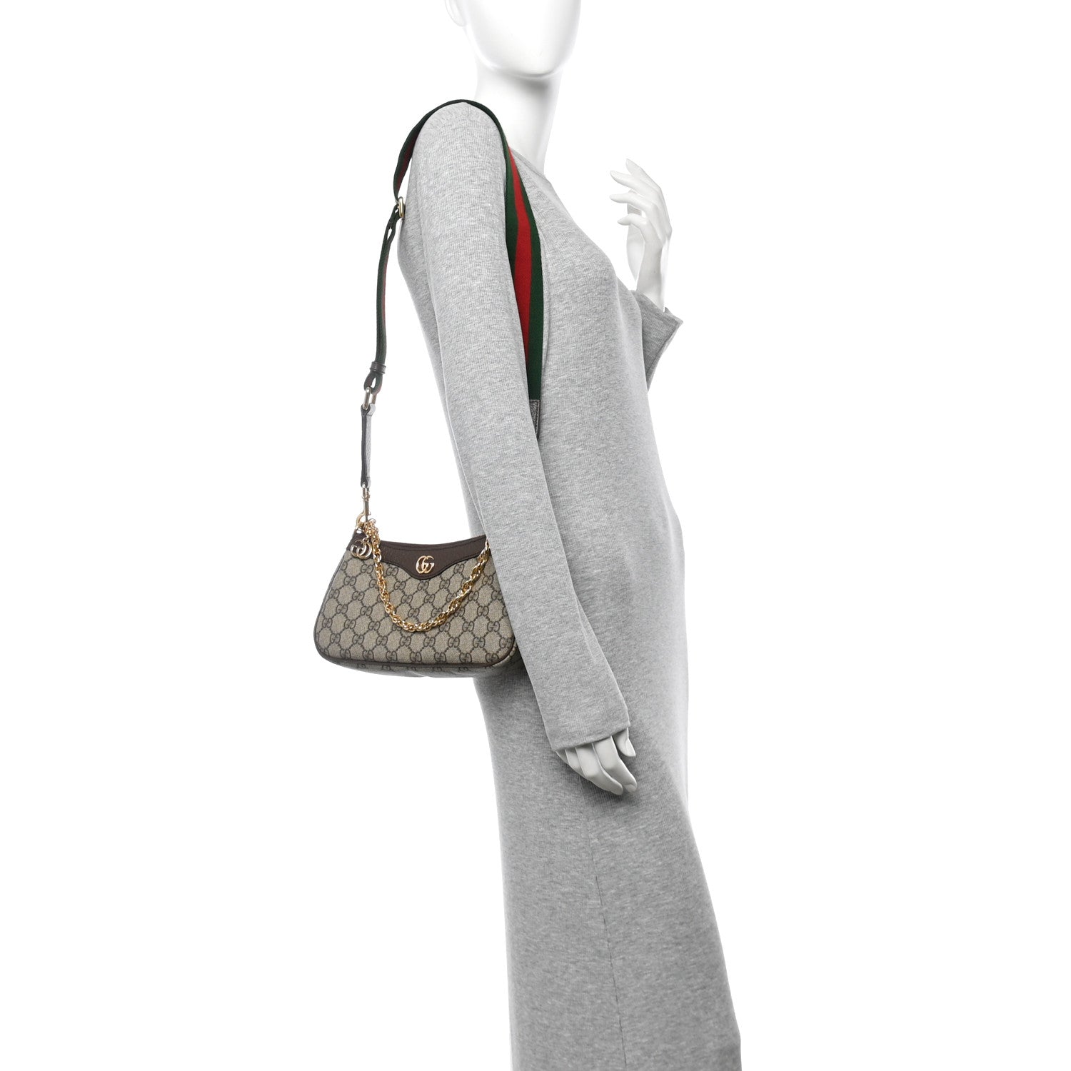 Gucci GG Supreme Monogram Textured Dollar Calfskin Web Small Ophidia GG Handbag Beige Ebony New Acero 2 of 11
