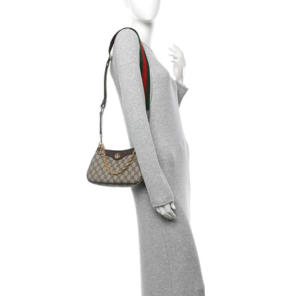 Gucci GG Supreme Monogram Textured Dollar Calfskin Web Small Ophidia GG Handbag Beige Ebony New Acero 2 of 11
