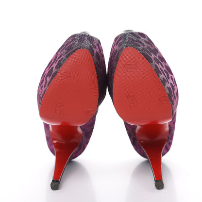 Christian Louboutin Lame Leopard Highness 160 Pumps 38.5 Turquoise Violet 5 of 10