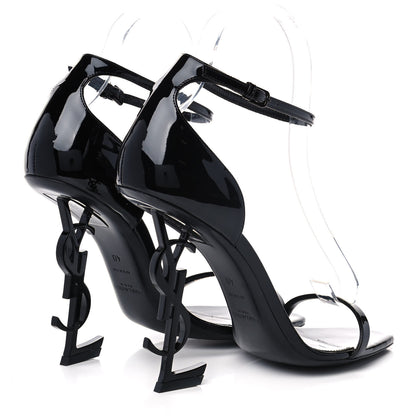 Saint Laurent Patent Calfskin Opyum 110 Sandals 40 Black 4 of 9