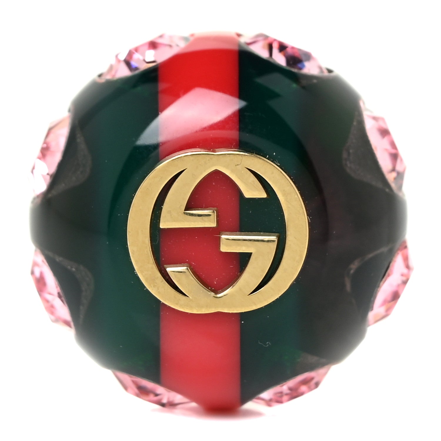 Gucci Resin Strass Vintage Web Stud Pin Red Green 1 of 5