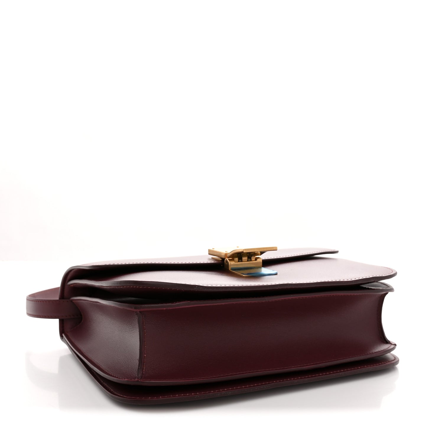 Box Calfskin Medium Classic Box Flap Bag Burgundy
