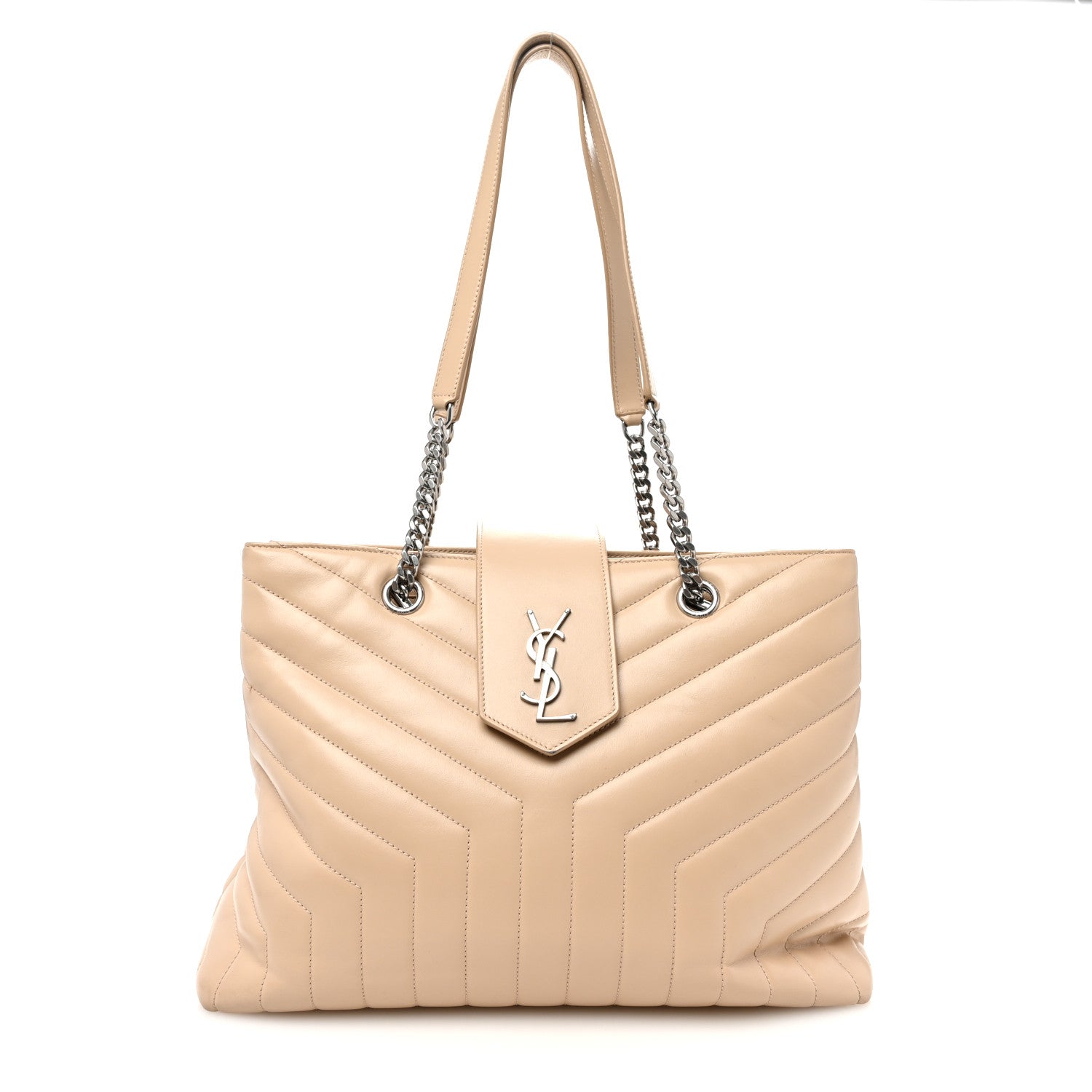 Saint Laurent Calfskin Y Quilted Monogram Large Loulou Shopper Nude Powder 1 of 14