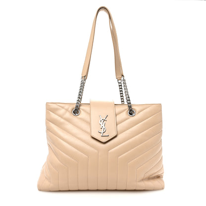 Saint Laurent Calfskin Y Quilted Monogram Large Loulou Shopper Nude Powder 1 of 14