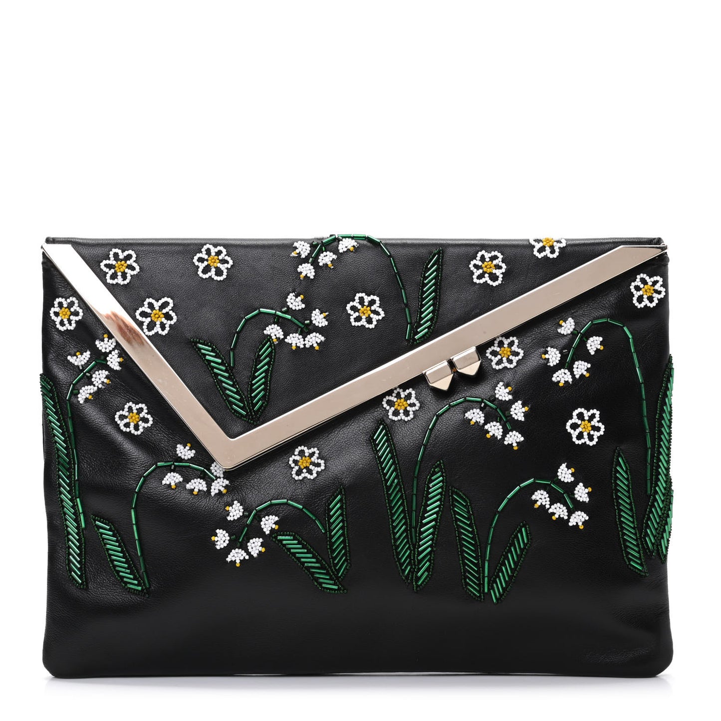 Nappa Beaded Clutch Black