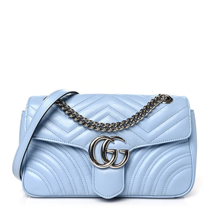 Gucci Calfskin Matelasse Small GG Marmont Shoulder Bag Porcelain Light Blue 1 of 11