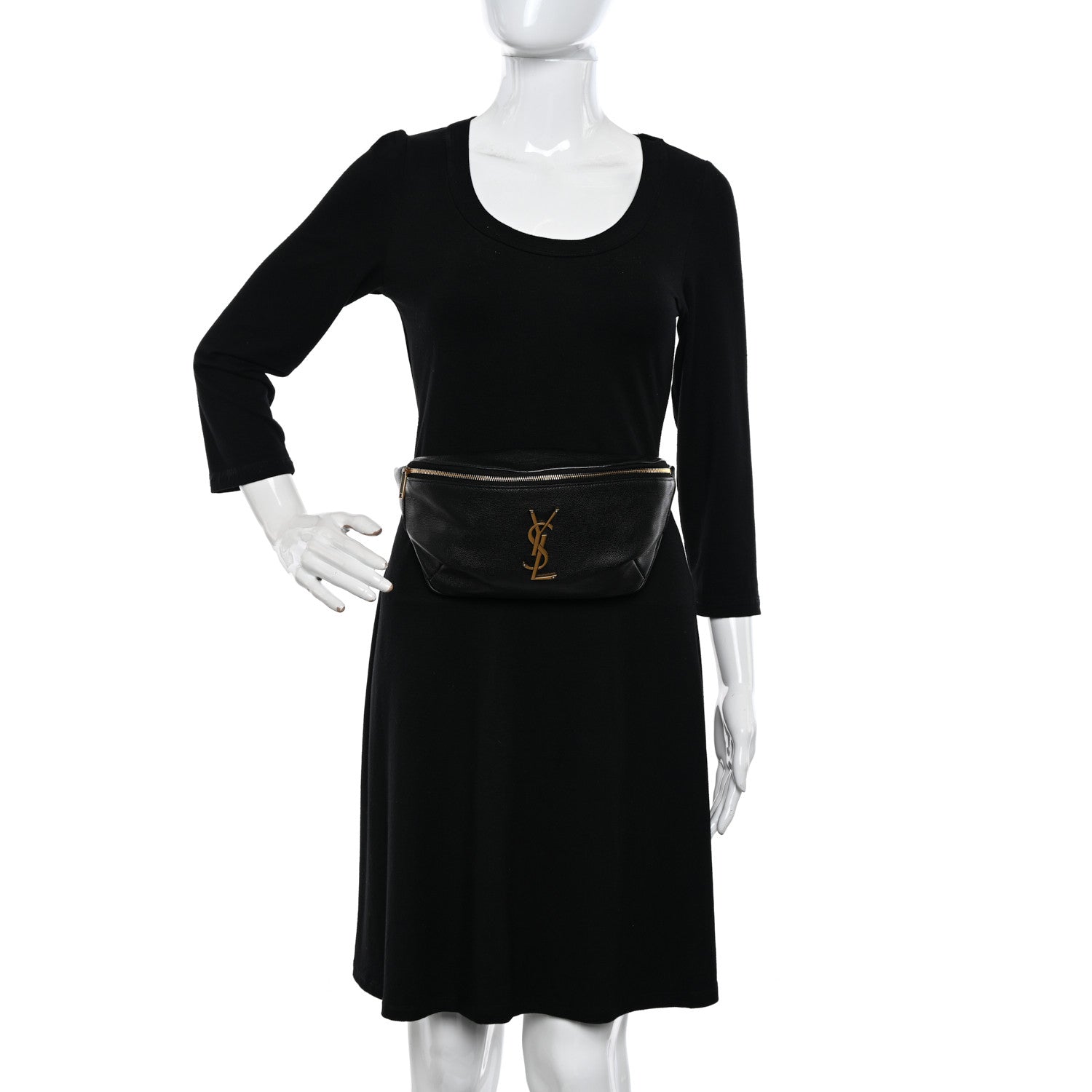 Saint Laurent Grain De Poudre Monogram Belt Bag Black 2 of 12