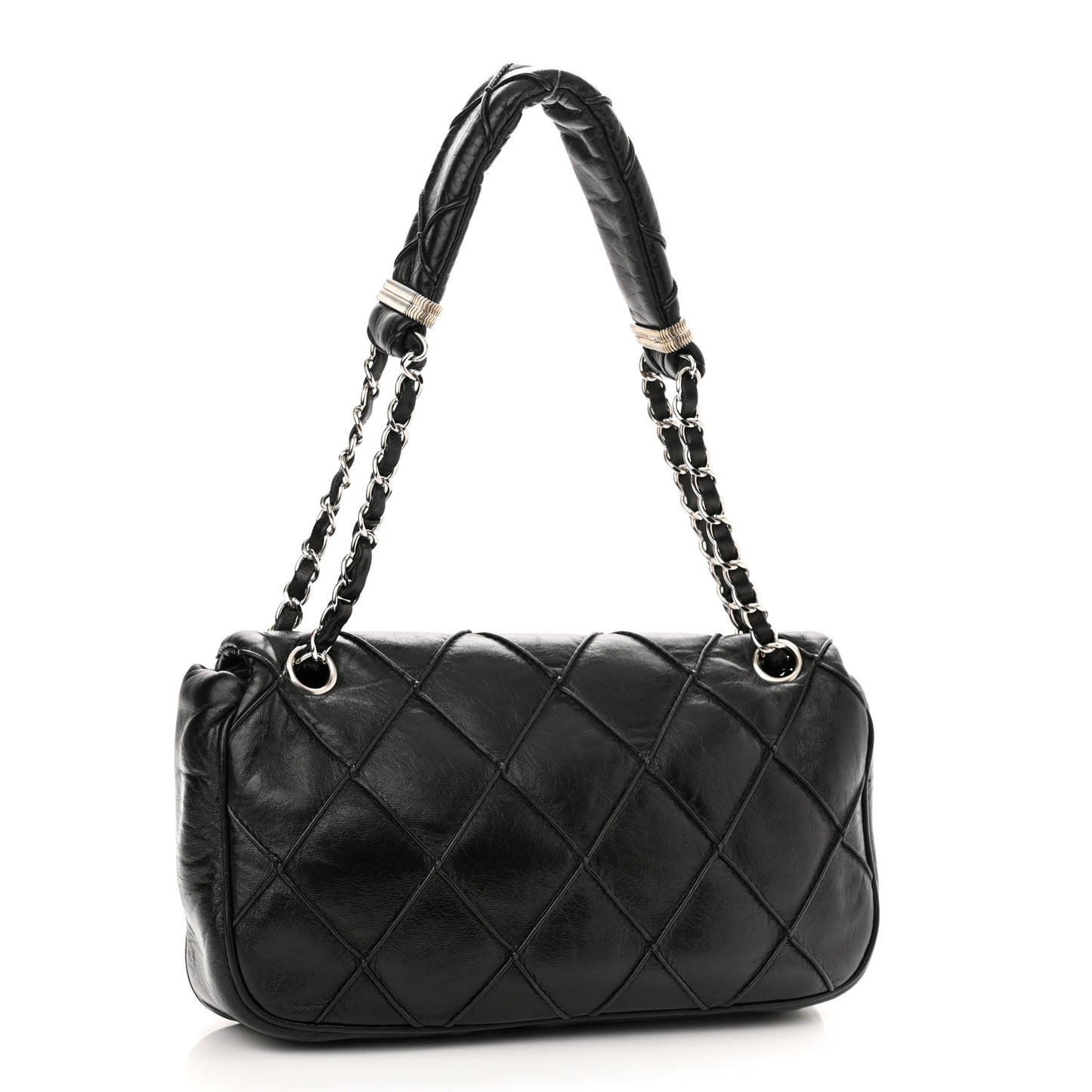 Lambskin Quilted Giant CC Flap Shoulder Bag Black