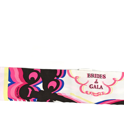 Hermes Silk Brides De Gala Shadow Twilly Rose Vif Marron Jaune 3 of 3
