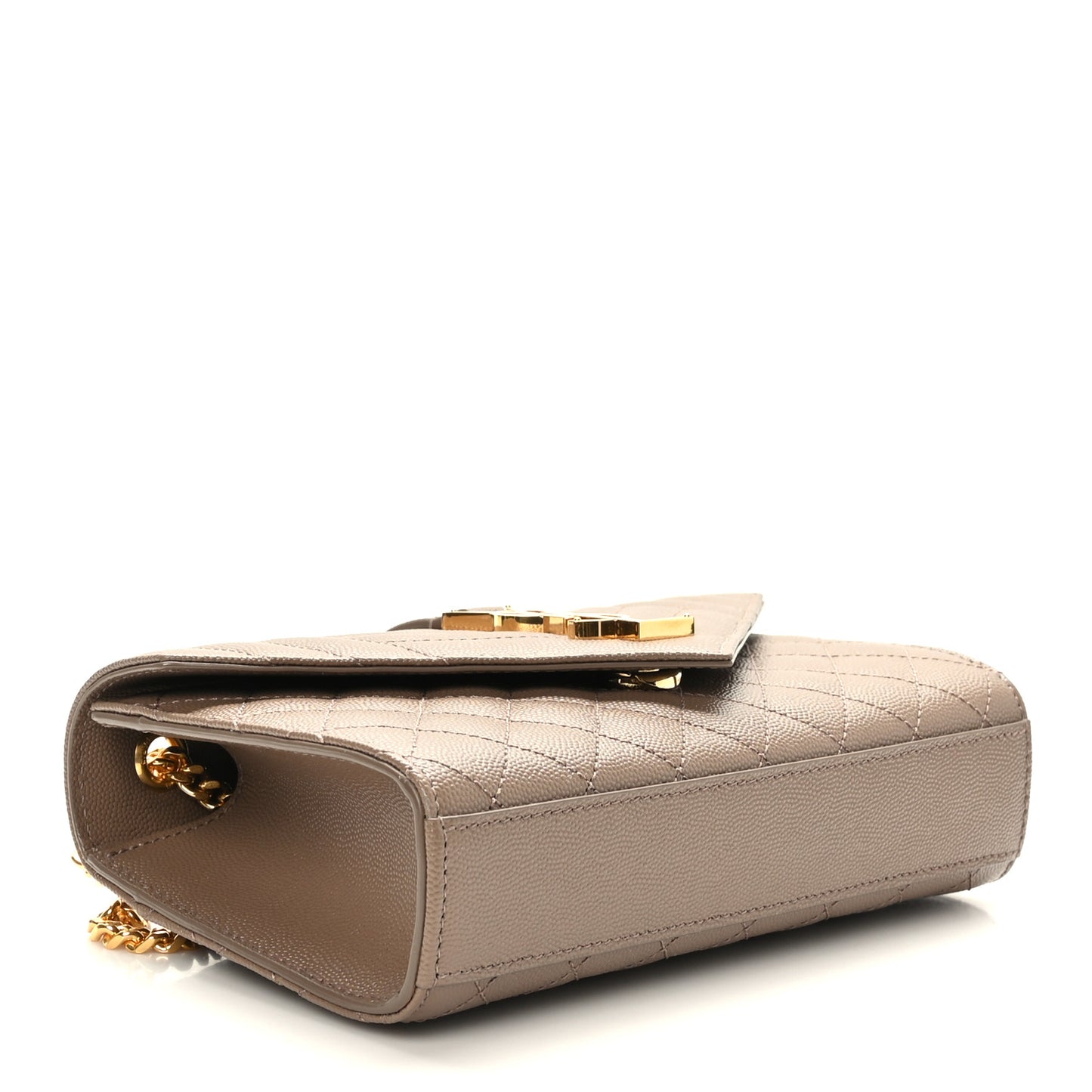 Grain De Poudre Textured Mixed Matelasse Triquilt Small Monogram Satchel Taupe