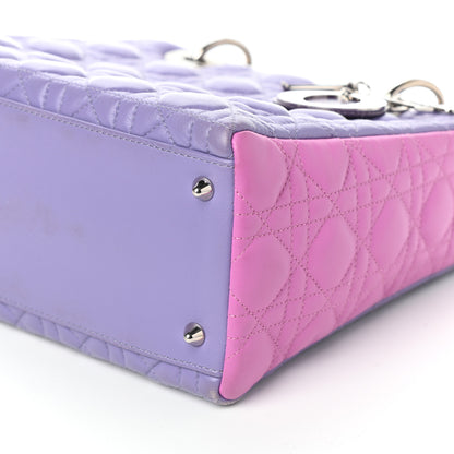Christian Dior Lambskin Cannage Medium Bi-Color Lady Dior Pink Purple 9 of 14