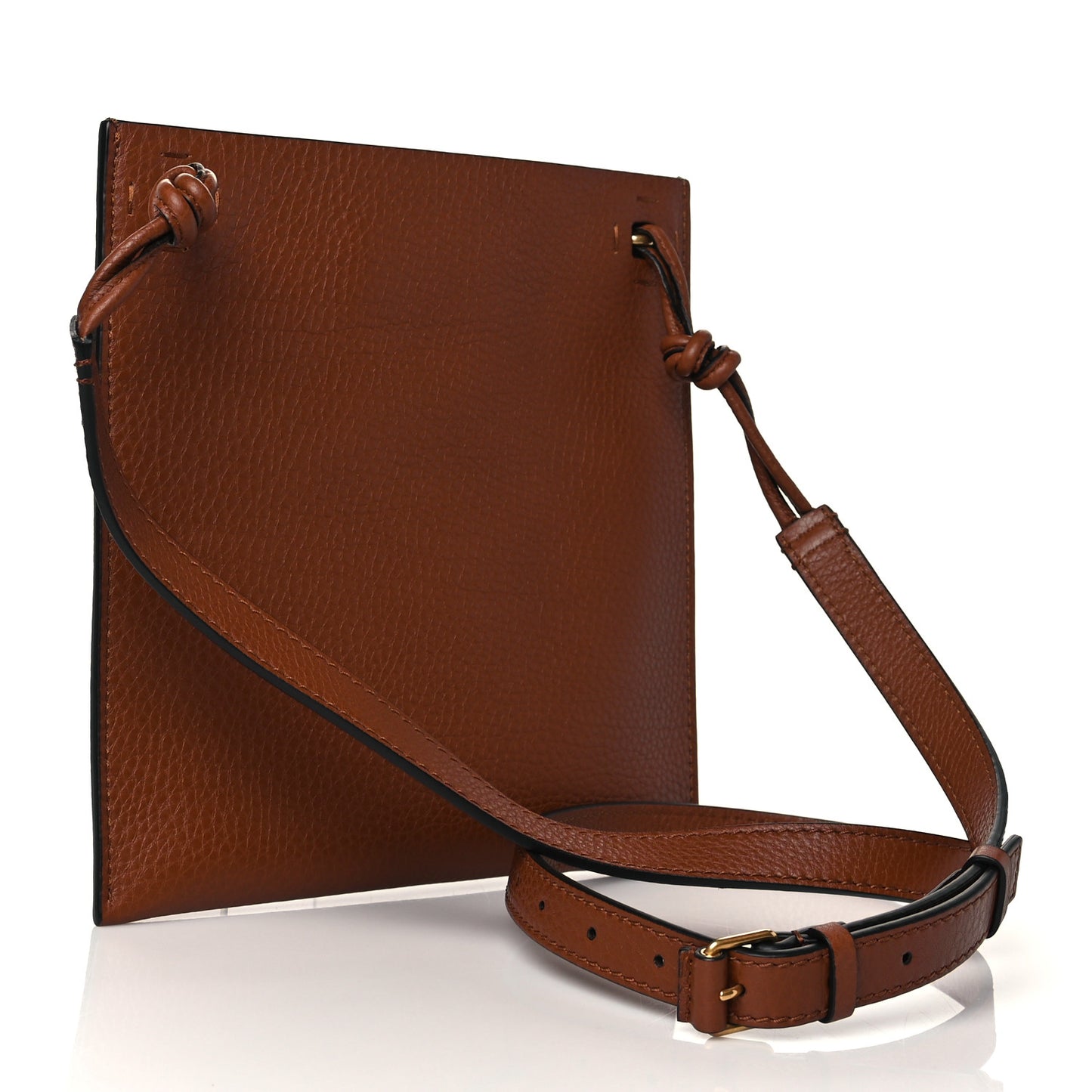 Pebbled Calfskin Roman Stud Logo Crossbody Pouch Selleria