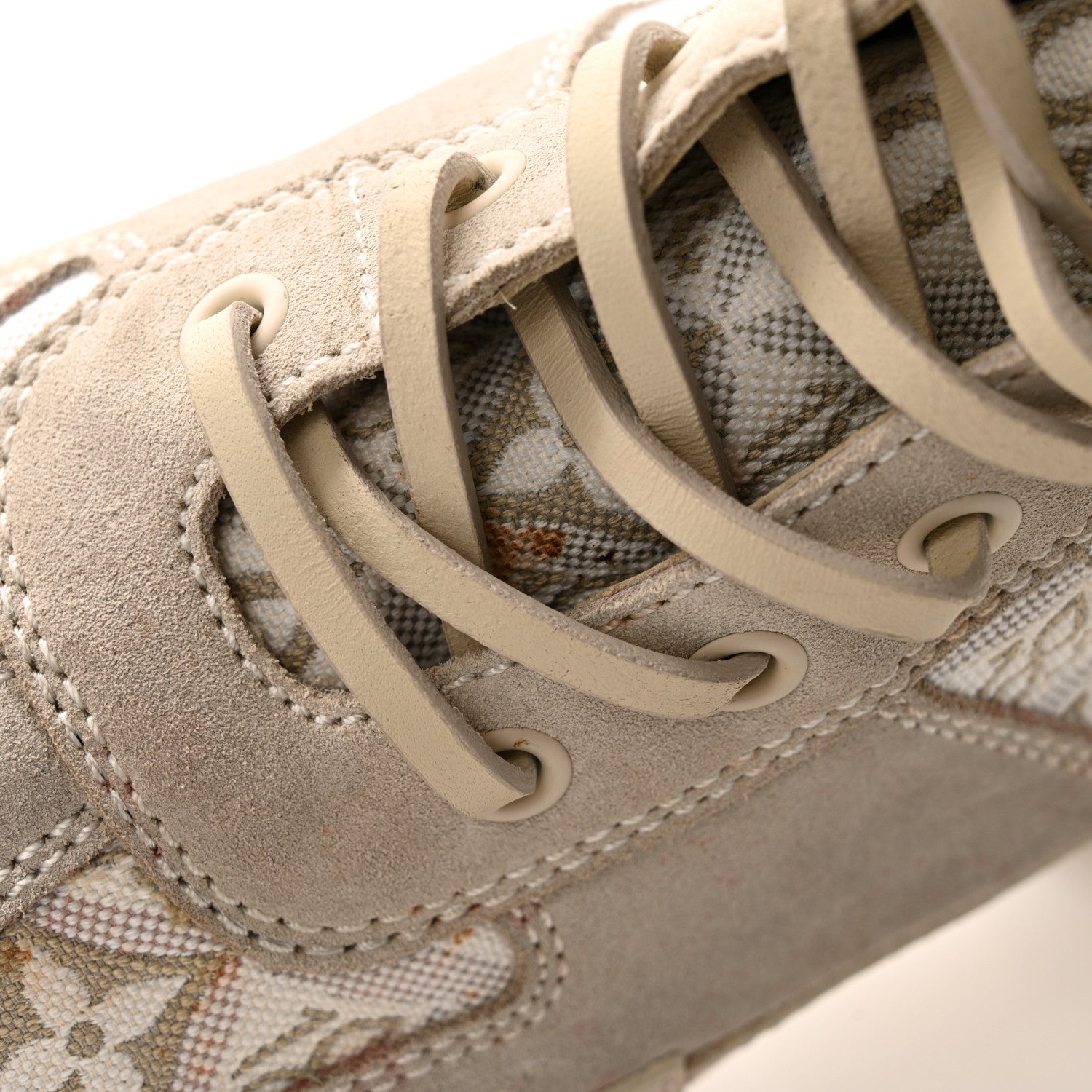 Louis Vuitton Suede Calfskin Jacquard Since 1854 Laureate Platform Desert Boots 37.5 Beige 10 of 15