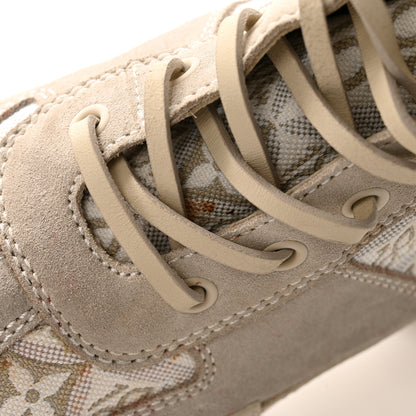 Louis Vuitton Suede Calfskin Jacquard Since 1854 Laureate Platform Desert Boots 37.5 Beige 10 of 15