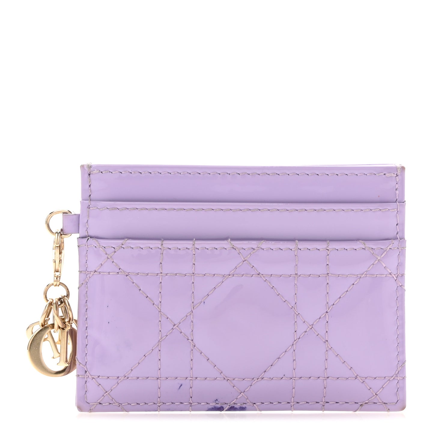 Patent Cannage Lady Dior Freesia Card Holder Lilac