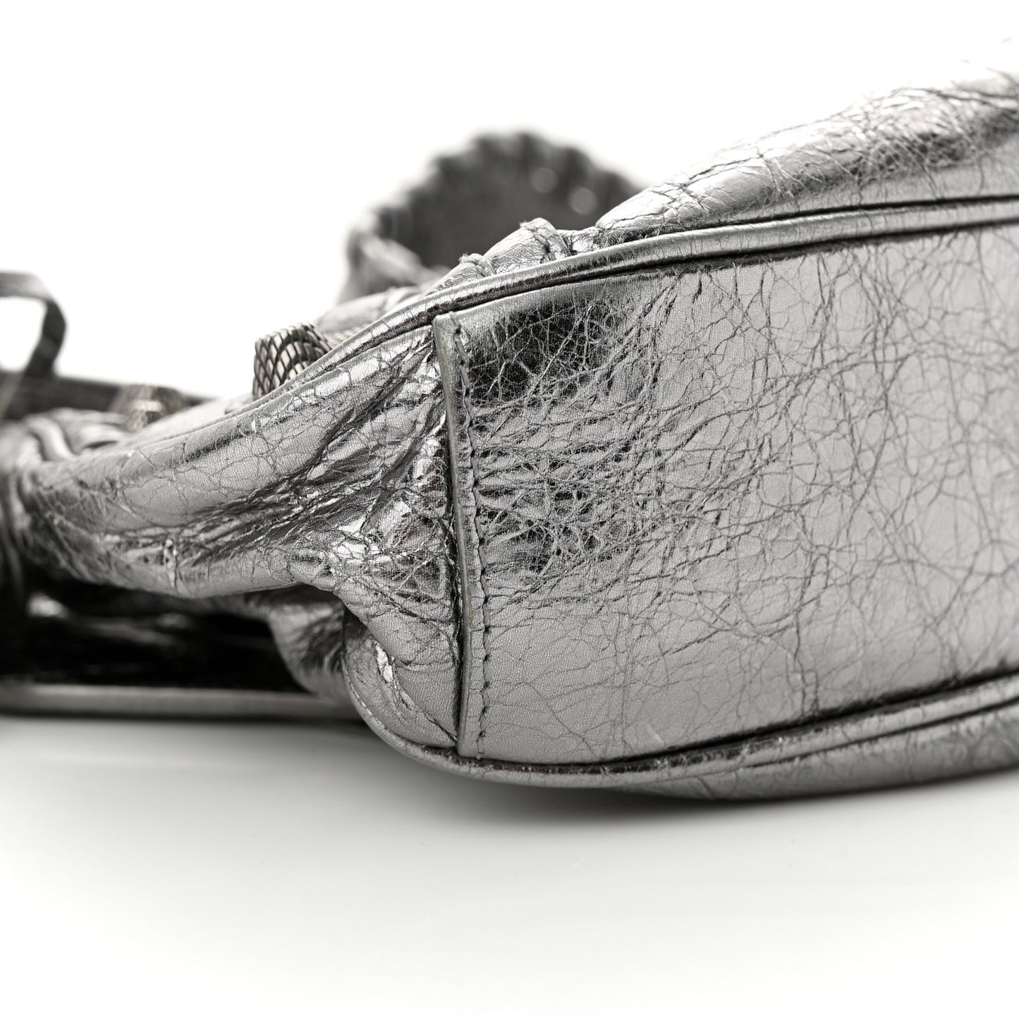 Metallic Agneau Arena Le Cagole Shoulder Bag XS Silver