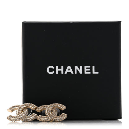 Chanel Crystal Timeless CC Earrings Light Gold 5 of 5