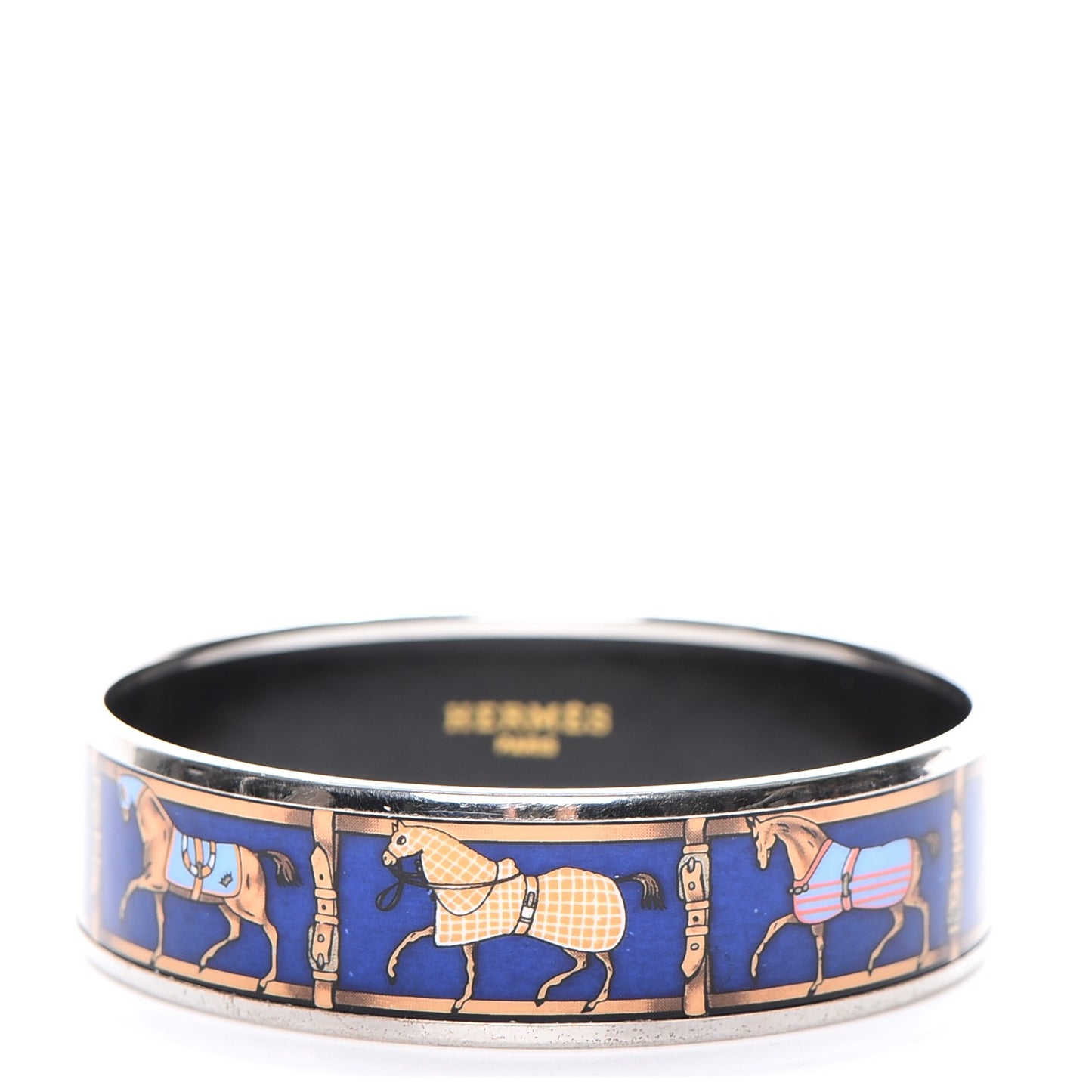 Enamel Printed Horse Riding Motif Wide Bracelet 65