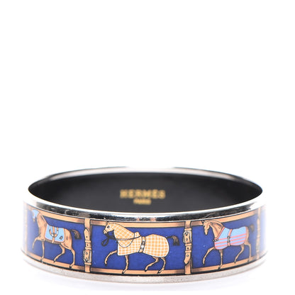 Hermes Enamel Printed Horse Riding Motif Wide Bracelet 65 1 of 5