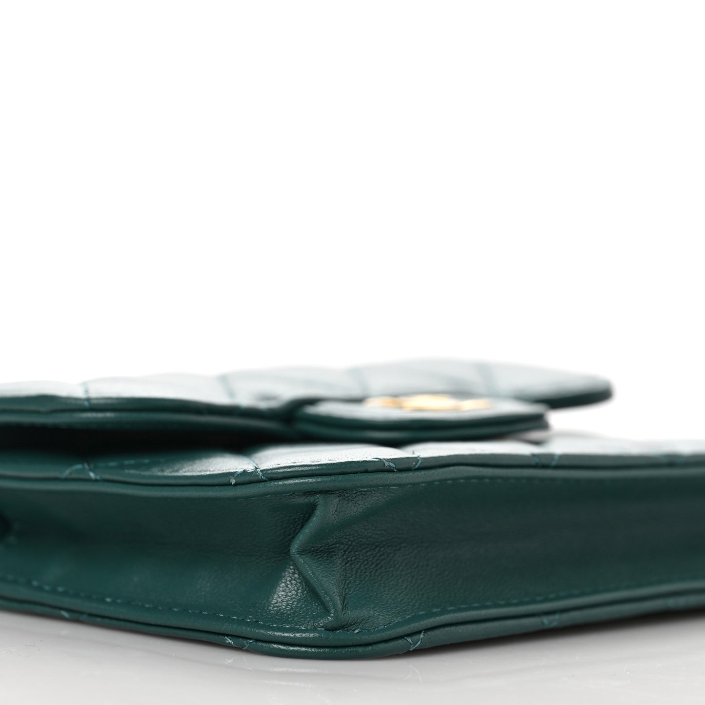 Lambskin Quilted Top Handle Flap Coin Purse With Chain Green