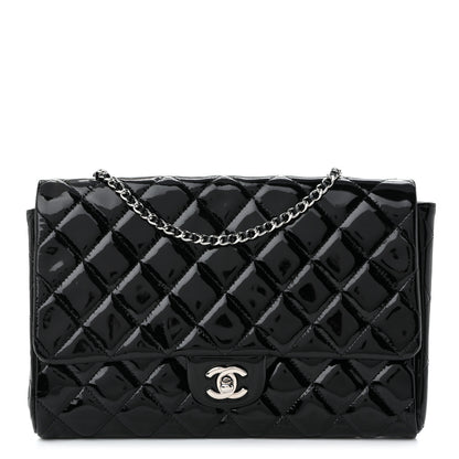 Chanel Patent Quilted Clutch with Chain Flap Black 1 of 11