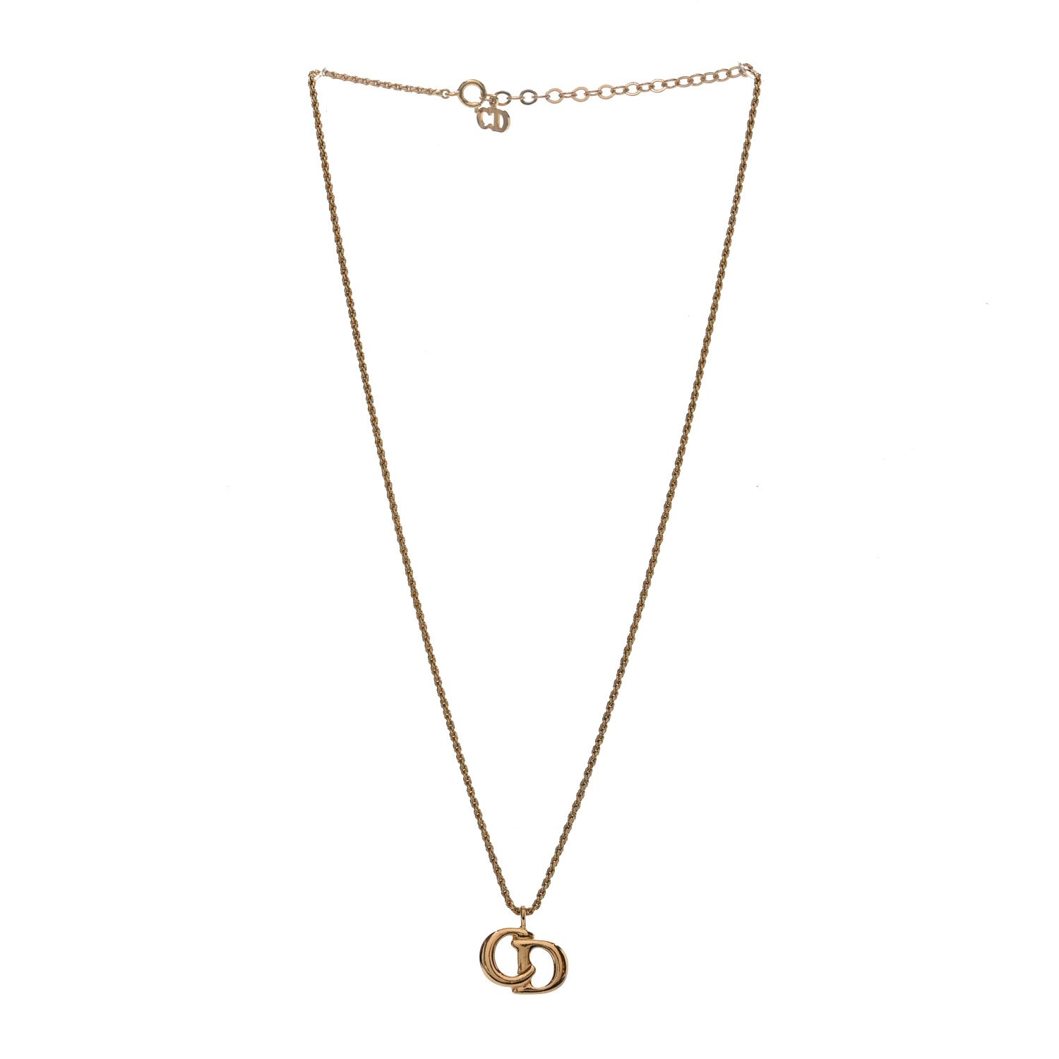 Christian Dior DIOR Metal CD Logo Pendant Necklace Gold 3 of 4