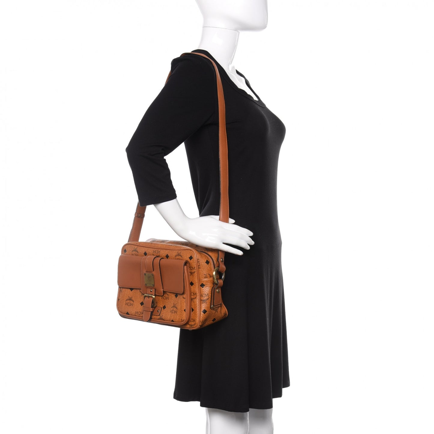 Calfskin Visetos Messenger Cognac