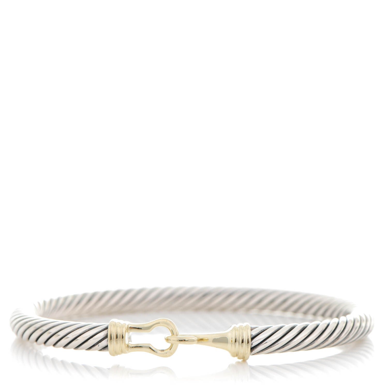 David Yurman Sterling Silver 14K Yellow Gold 5mm Cable Classic Buckle Bracelet 1 of 6