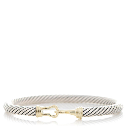 David Yurman Sterling Silver 14K Yellow Gold 5mm Cable Classic Buckle Bracelet 1 of 6