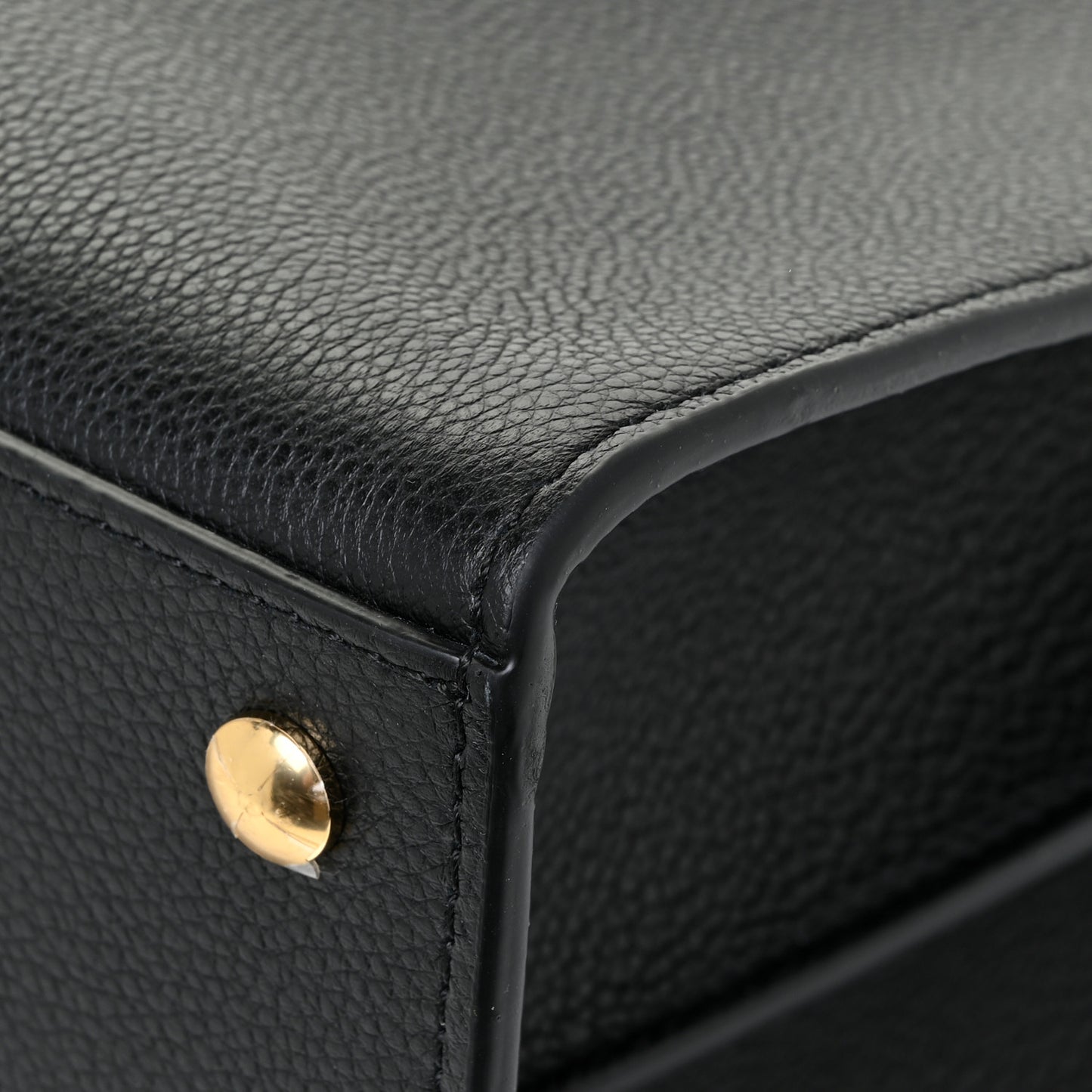 Grainy Calfskin Large Title Bag Black