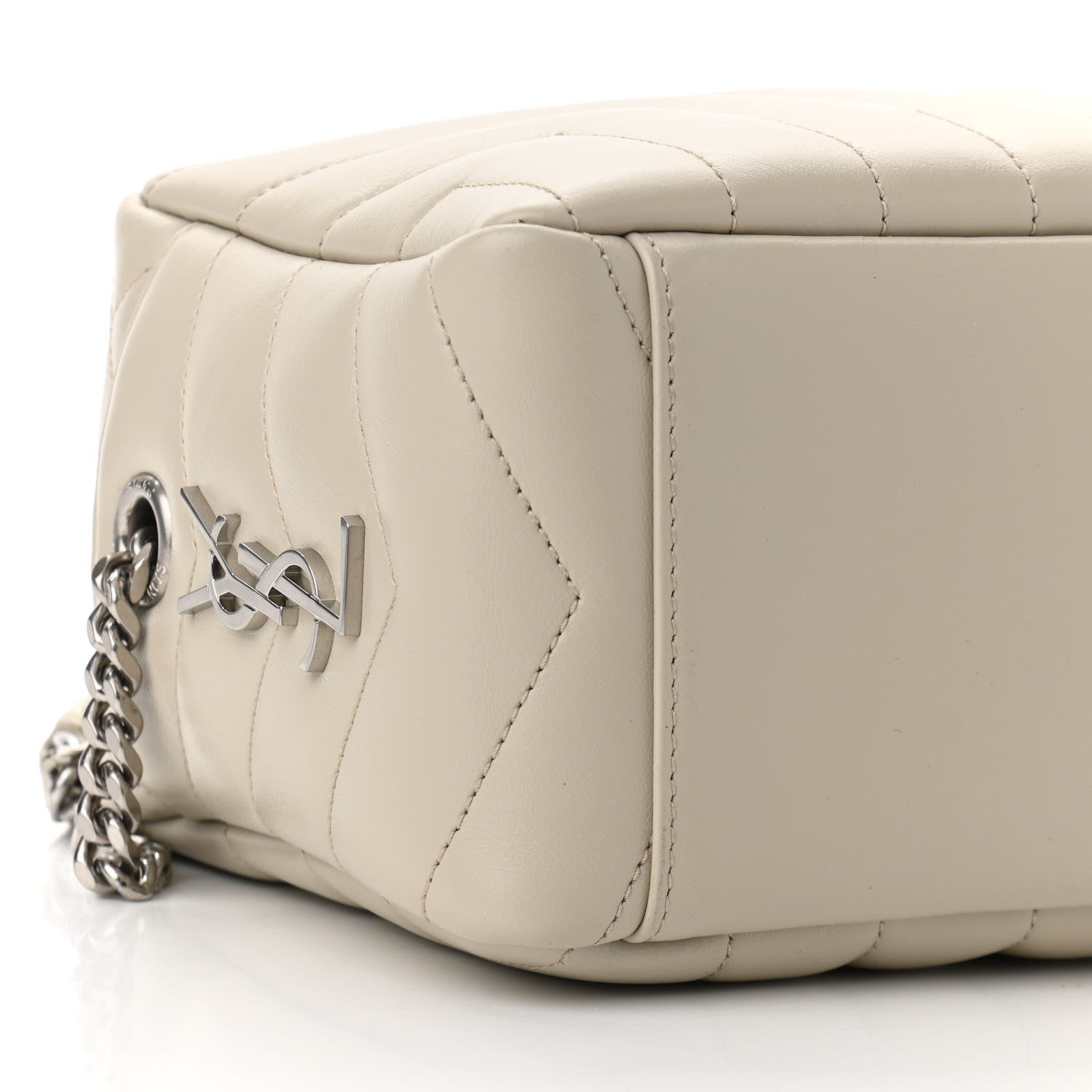 Saint Laurent Calfskin Y Quilted Monogram Small Loulou Bowling Bag Ivory 8 of 9