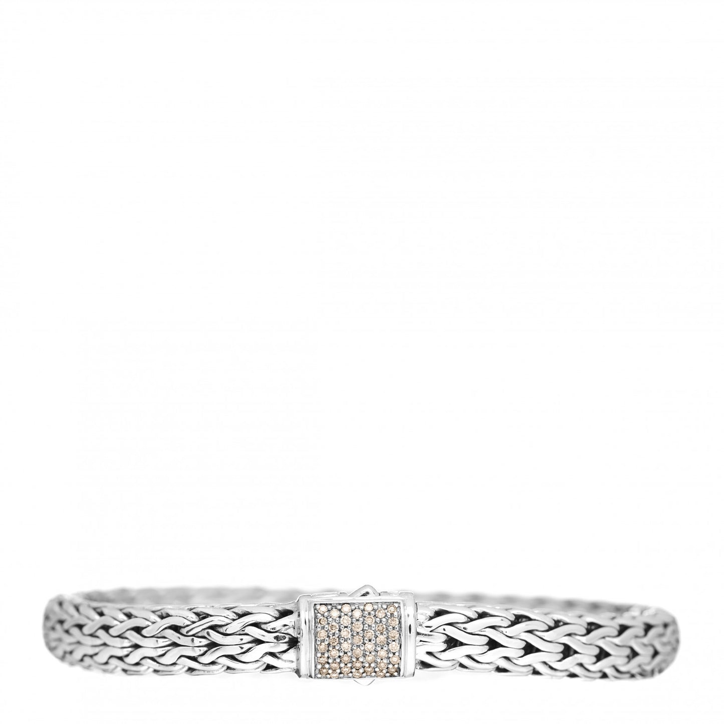 Sterling Silver Champagne Diamond 7.5mm Classic Chain Bracelet