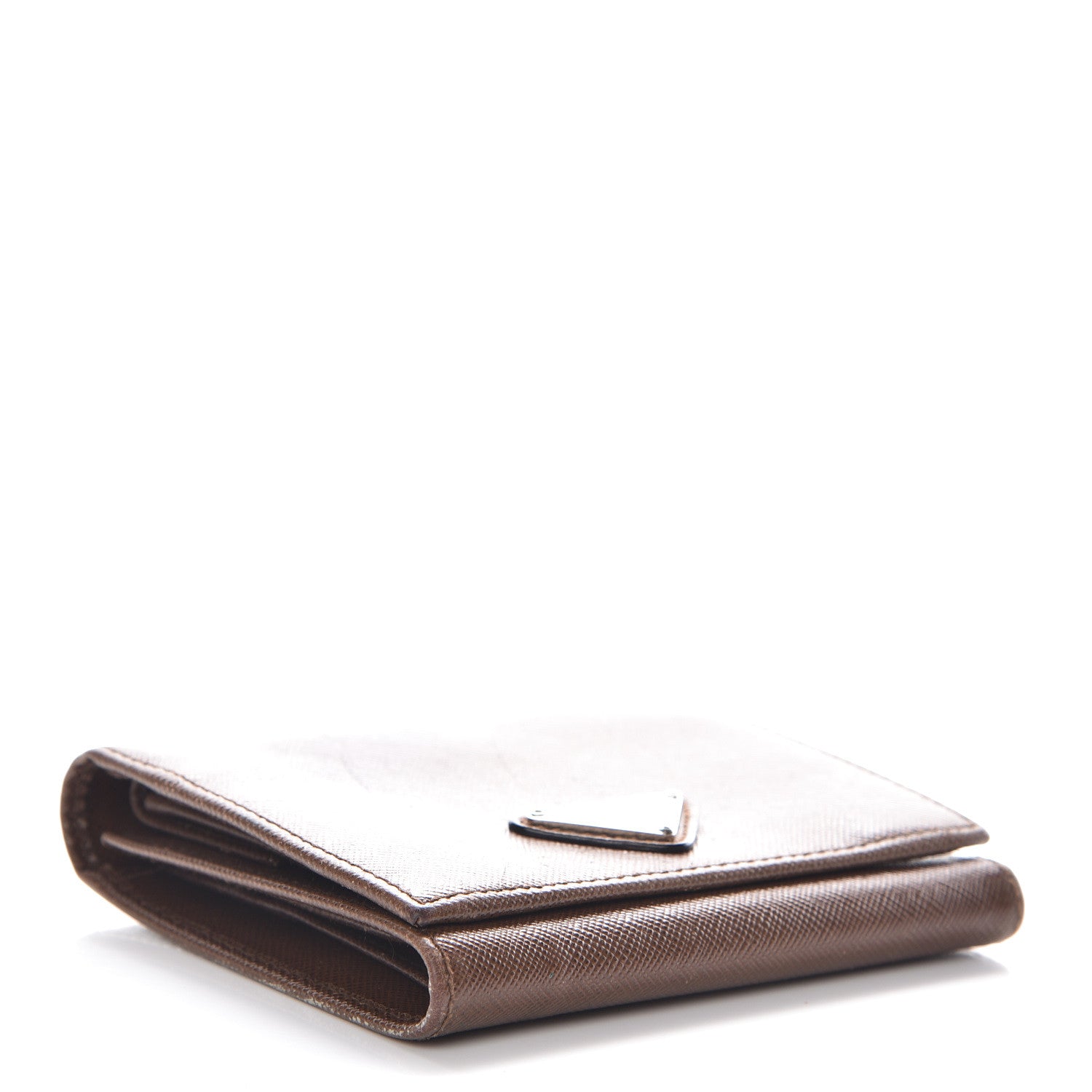Prada Saffiano Tri-Fold Compact Wallet Cacao 4 of 14