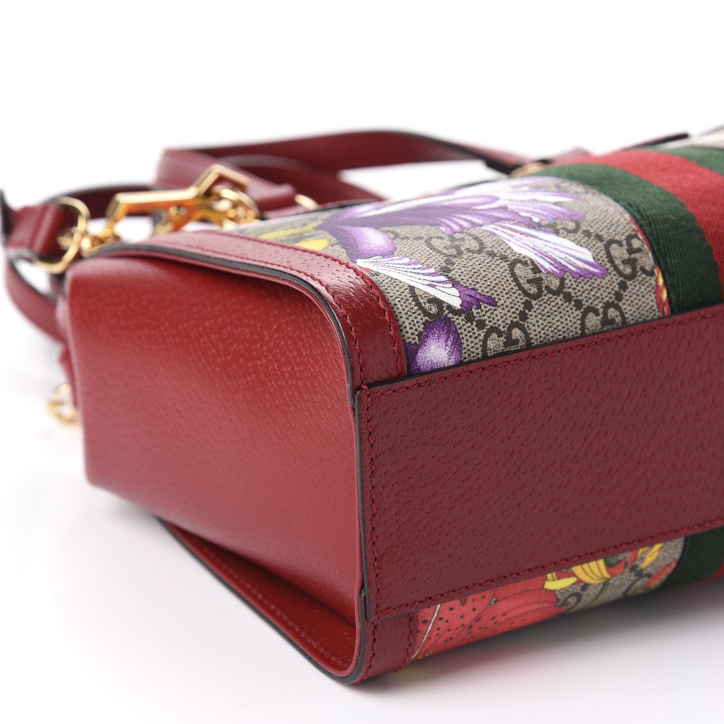 GG Supreme Monogram Flora Web Small Ophidia Tote Bag Red