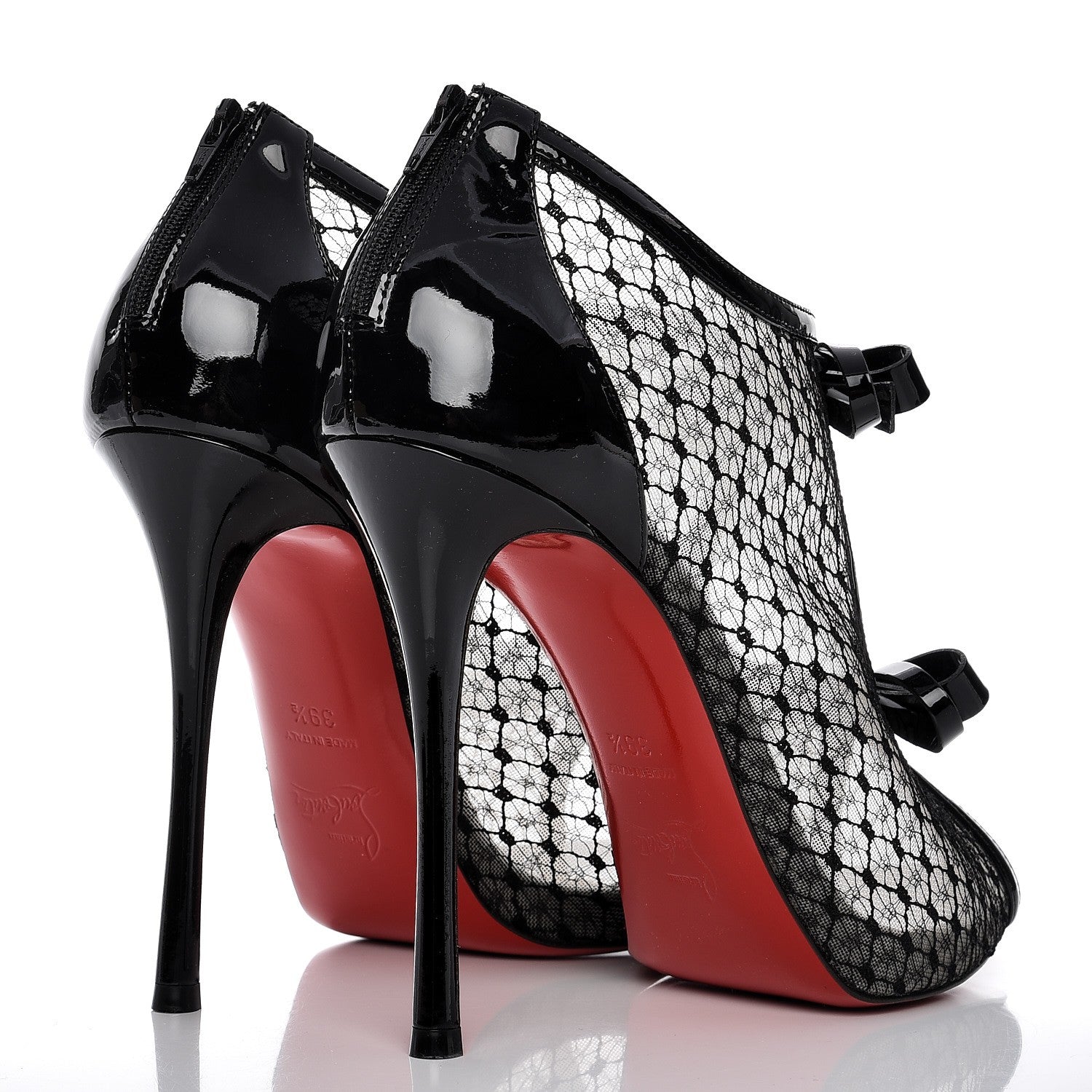 Christian Louboutin Patent Fishnet Lace Empiralta 120 Sandals 39.5 Black 4 of 8