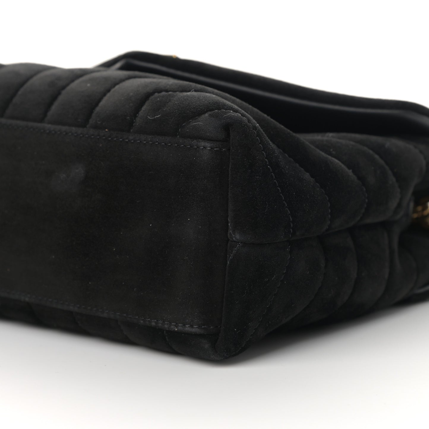 Suede Calfskin Y Quilted Monogram Small Loulou Chain Satchel Black